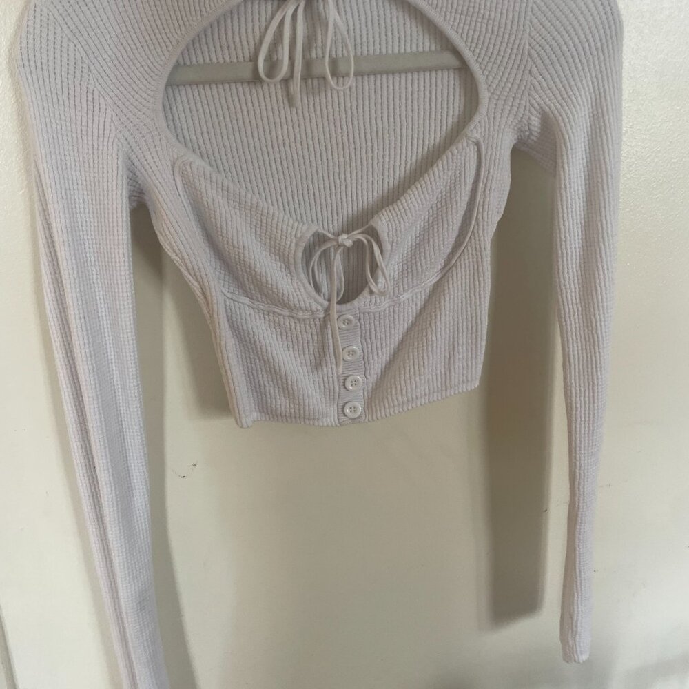 Danielle Guizio white long sleeve top